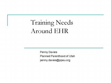 Training Needs Around EHR