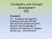 Vocabulary and Concept Development EDI