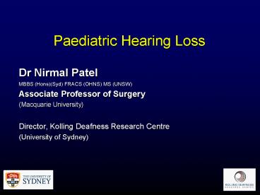 Paediatric Hearing Loss