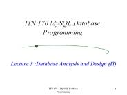 Lecture 3 :Database Analysis and Design (II)