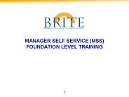 MANAGER SELF SERVICE (MSS) FOUNDATION LEVEL TRAINING