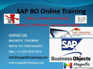 SAP BO ONLINE TRAINING IN AUSTRALIA