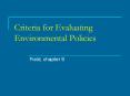 Criteria for Evaluating Environmental Policies PowerPoint PPT Presentation
