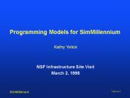 Programming Models for SimMillennium