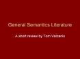 General Semantics Literature PowerPoint PPT Presentation