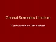 General Semantics Literature