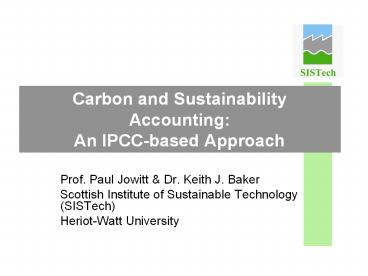 Carbon and Sustainability Accounting: An IPCC-based Approach