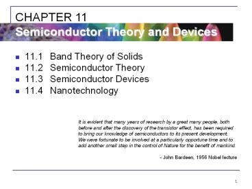 11.1Band Theory of Solids
