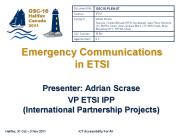 Emergency Communications in ETSI