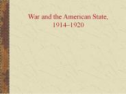 War and the American State, 1914