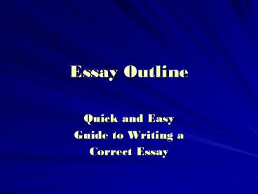 Essay Outline