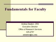 Fundamentals for Faculty