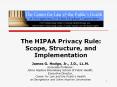 The HIPAA Privacy Rule: Scope, Structure, and Implementation PowerPoint PPT Presentation