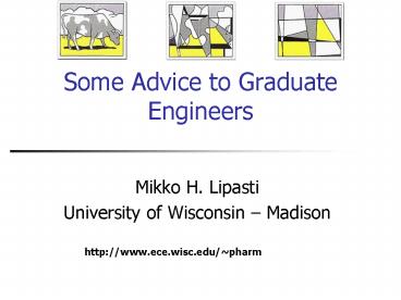 Some Advice to Graduate Engineers