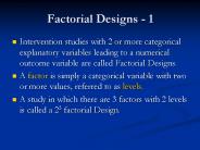 Factorial Designs - 1
