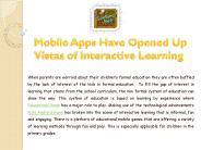 Mobile Apps Have Opened Up Vistas of Interactive Learning