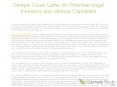 Sample Cover Letter for Potential Angel Investors and Venture Capitalists PowerPoint PPT Presentation