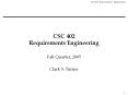 CSC 402 Requirements Engineering PowerPoint PPT Presentation