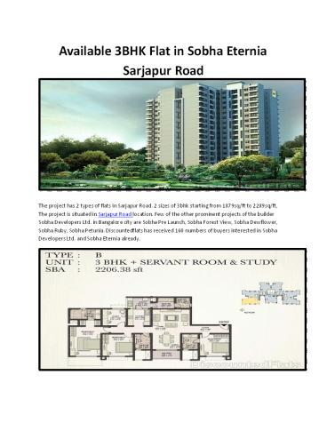 Available 3BHK Flats in Sobha Eternia Bangalore