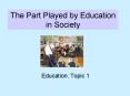 The Part Played by Education in Society PowerPoint PPT Presentation