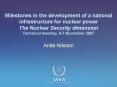 Milestones in the development of a national infrastructure for nuclear power The Nuclear Security dimension Technical meeting, 5-7 November 2007 PowerPoint PPT Presentation