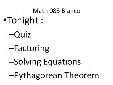 Math 083 Bianco