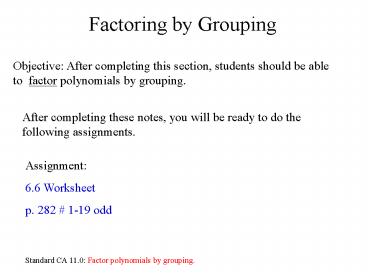 Factoring by Grouping