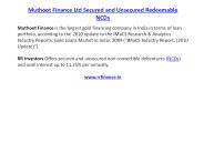 Muthoot Finance Ltd Secured and Unsecured Redeemable NCDs