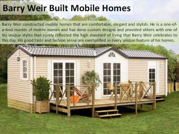 Barry Weir Built Mobile Homes