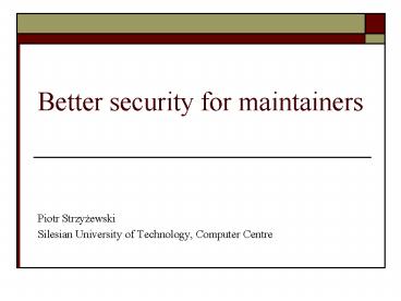 Better security for maintainers