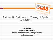 Automatic Performance Tuning of SpMV on GPGPU