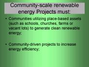 Community-scale renewable energy Projects must: