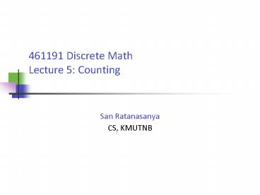 461191 Discrete Math Lecture 5: Counting presentation | free to view