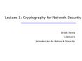 Lecture 1: Cryptography for Network Security PowerPoint PPT Presentation