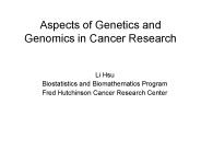 Aspects of Genetics and Genomics in Cancer Research