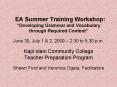EA Summer Training Workshop:  PowerPoint PPT Presentation