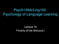 Psych156A/Ling150: Psychology of Language Learning PowerPoint PPT Presentation