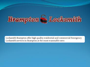 Emergency Locksmith Service In Brampton