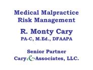 Medical Malpractice Risk Management