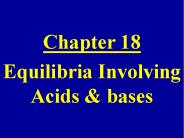 Equilibria Involving Acids