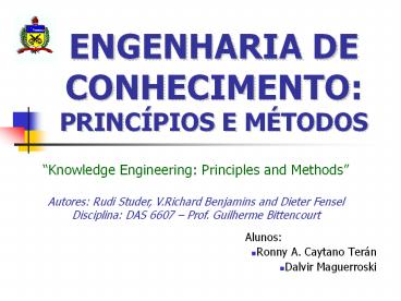 ENGENHARIA DE CONHECIMENTO: PRINC