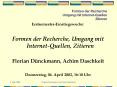 Formen der Recherche Umgang mit Internet-Quellen Zitieren PowerPoint PPT Presentation