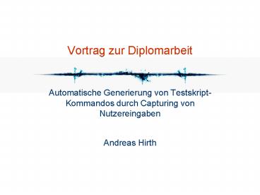 Vortrag zur Diplomarbeit