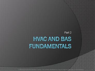 HVAC and BAS Fundamentals