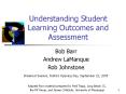Understanding Student Learning Outcomes and Assessment PowerPoint PPT Presentation