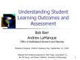 Understanding Student Learning Outcomes and Assessment PowerPoint PPT Presentation