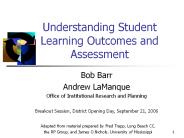 Understanding Student Learning Outcomes and Assessment
