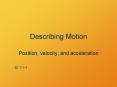Describing Motion PowerPoint PPT Presentation