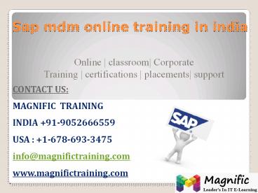 sap mdm online training in india