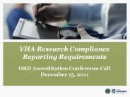 VHA Research Compliance Reporting Requirements